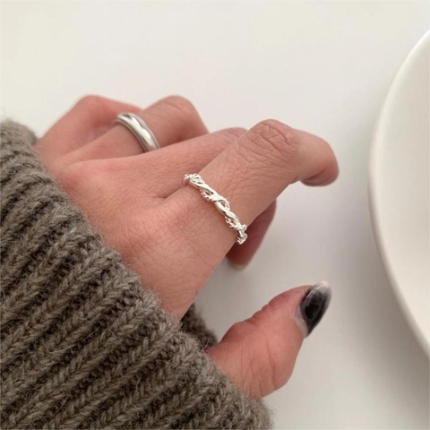 Anello Intrecciato In Argento Sterling 925 Stile Corda Gioielli Minimalisti Lucidati Per Donna Stile Coreano