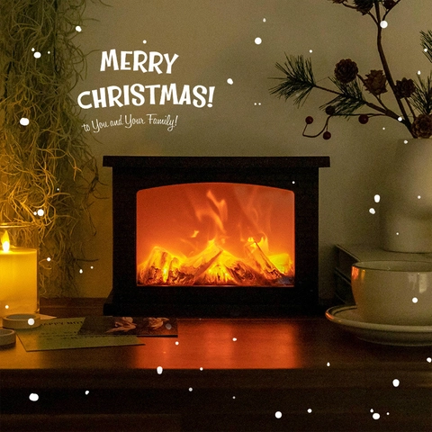 LED Fireplace Lantern Simulation Flame Lamp Retro Plastic Decorative Desktop Light For Christmas Holiday Indoor Home Room Decor