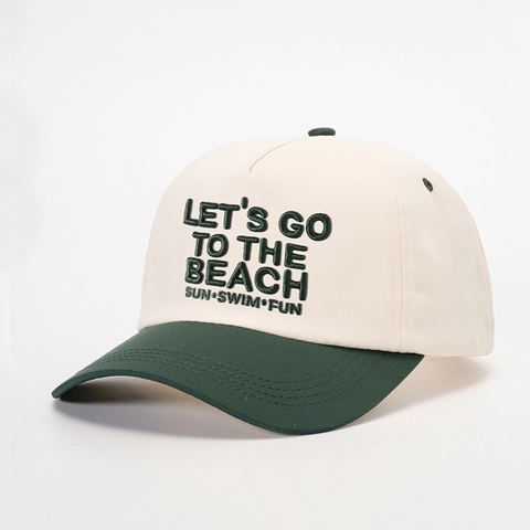 Embroidered Baseball Cap Lets Go To The Beach Letter Print Color Block Sun Protection Adjustable Outdoor Sport Hat
