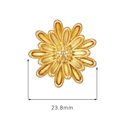 Pendientes Botón Margarita Acero Inoxidable Chapado Oro 18K Diseño Floral Minimalista Para Mujer