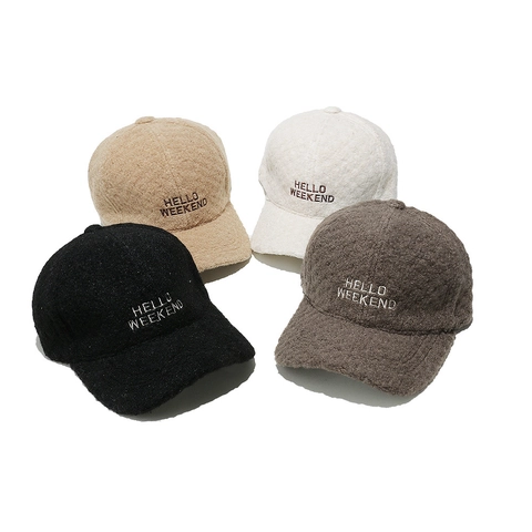 Berretto Da Baseball In Lana D'Agnello Donna Inverno Caldo Sherpa Cappello Ricamo Lettere Visiera Curva Casual Chic
