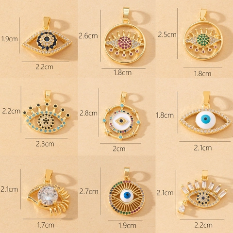 Evil Eye Hamsa Hand Anhänger Charms Kupfer Vergoldet Bunte Zirkon Emaille DIY Schmuckherstellung Boho Ins Stil Accessoire