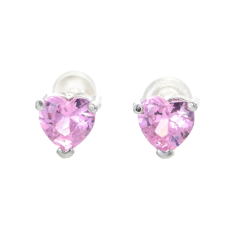 Boucles D'oreilles Cœur Zircon Rose Cuivre Plaqué Sertissage À Trois Griffes Bijoux De Mode Minimalistes Femmes
