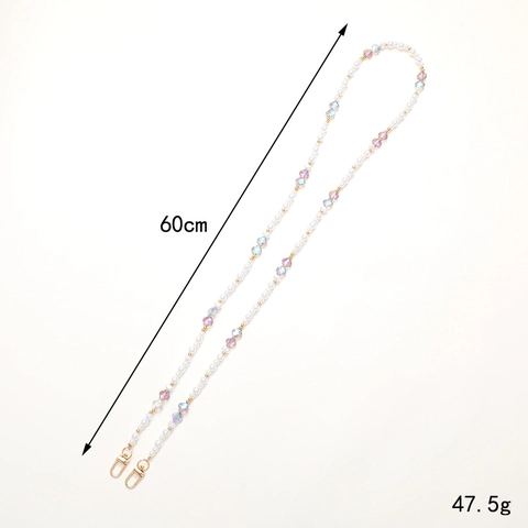 Luxury Artificial Pearl Crystal Four-Leaf Flower Crossbody Chain For Phone Bag Strap Keychain Ornament Beaded Lanyard Accessory