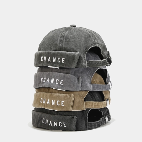Washed Cotton Docker Hat Vintage Krempenlose Miki Cap Retro Streetwear Verstellbar Buchstaben Stickerei Für Herren Damen