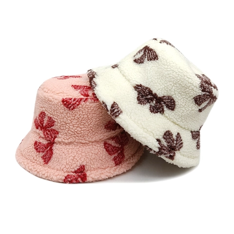 Cappello Alla Pescatora In Pile Sherpa Invernale Caldo Spesso Motivo Farfalla Jacquard Outdoor Per Donna E Uomo