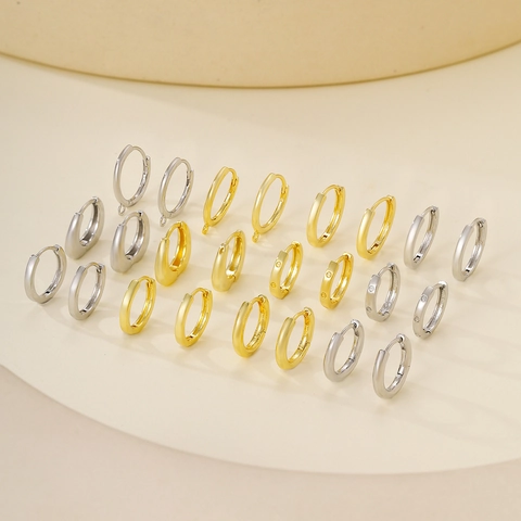 Minimalist Copper Round Hoop Earring Findings For DIY Jewelry Making Electroplated Gold Silver Loop Earring Components
