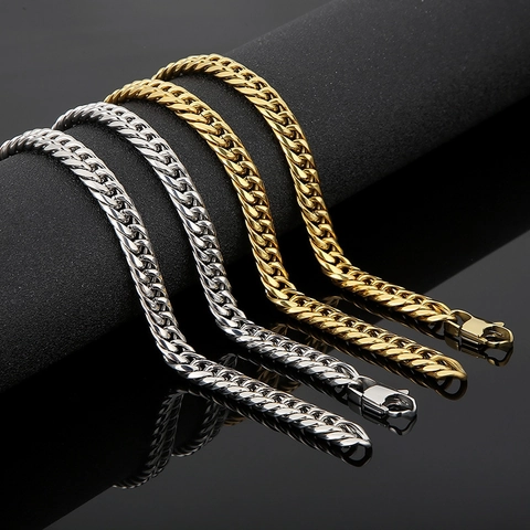 Cuban Link Chain Necklace And Bracelet Stainless Steel Heavy Hip Hop Punk Jewelry For Men Women