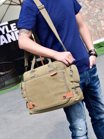 Borsa A Tracolla Da Uomo In Tela Messenger Borsa Da Lavoro Multi Tasca Grande Capacità Business Casual Viaggio Borsa A Mano