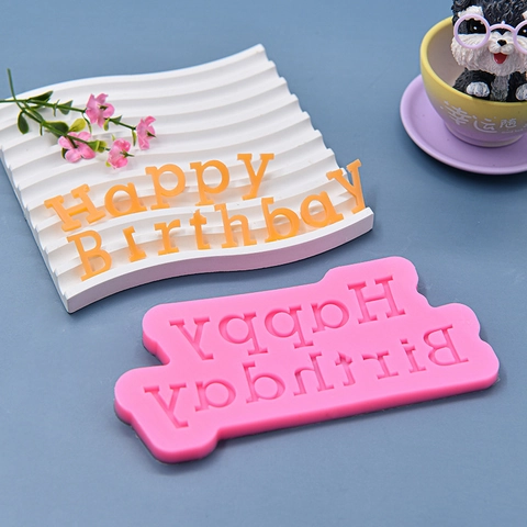 Gefeliciteerd Met Je Verjaardag Brief Roze Siliconen Cake Vorm Fondant Gereedschap DIY Verjaardagstaart Decoreren Benodigdheden