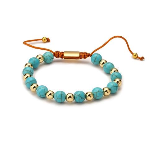 Handgefertigtes Naturstein Perlenarmband Verstellbare Gewebte Kordel Mit Mikropave Zirkonia Für Damen Herren