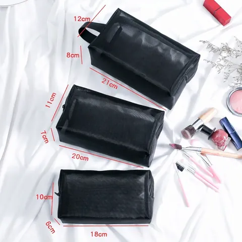 Neceser De Malla De Nylon Portátil Gran Capacidad Bolsa De Almacenamiento Viaje Organizador De Maquillaje Transparente