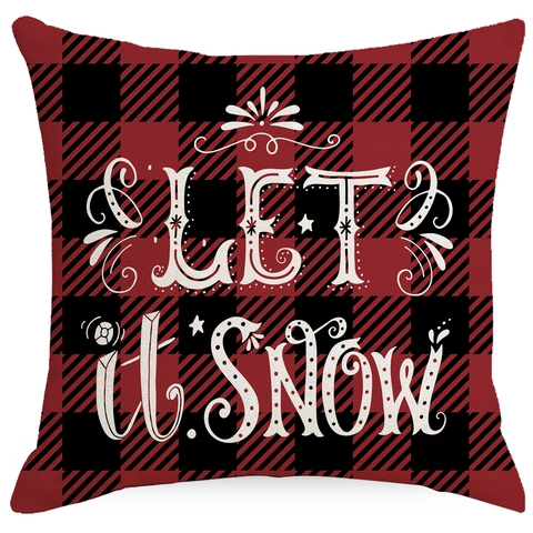 Funda De Almohada Navidad Lino Cuadros Buffalo Reno Camión Para Sofá Decorativo Cremallera Invisible