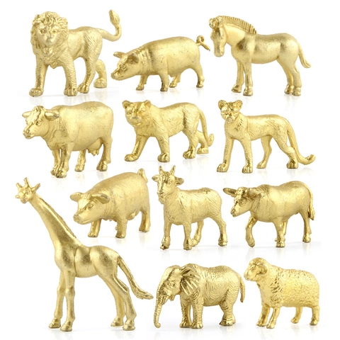 Mini Figurine Animali Simulazione Plastica Oro E Colorato Foresta Zoo Modello Giocattoli Educativo Ornamento Da Scrivania