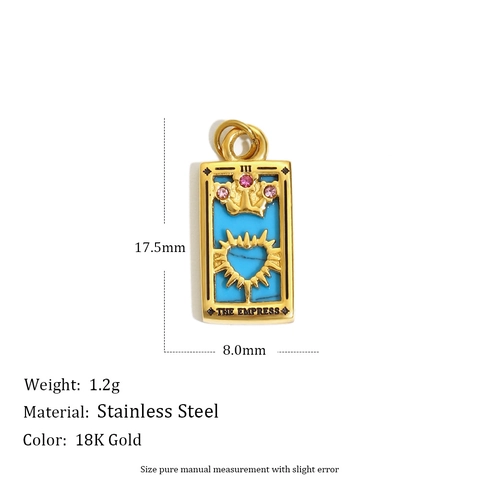 Tarot Card Pendants Stainless Steel 18K Gold Plated Enamel Rhinestone Rectangle Geometric DIY Jewelry Making Accessories