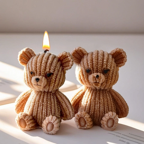 Mini Stampo In Silicone A Orsetto Simpatica Forma Di Animale Strumento Per La Creazione Di Candele Profumate Sapone Fai Da Te Trama A Maglia 3D Artigianato