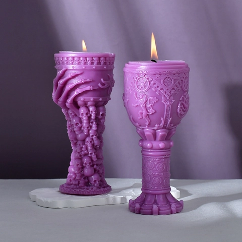 Halloween Totenkopf Kelch Silikonform Für DIY Duftkerze Gips Gothisch Skelett Hand Rose Flexibel Dekor