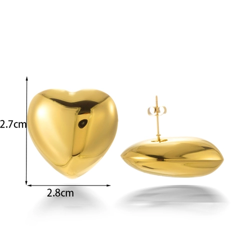 Orecchini A Lobo A Forma Di Cuore E Goccia Irregolare Per Donne Acciaio Inossidabile Geometrico Minimalista Lucidato A Specchio Placcatura Sottovuoto