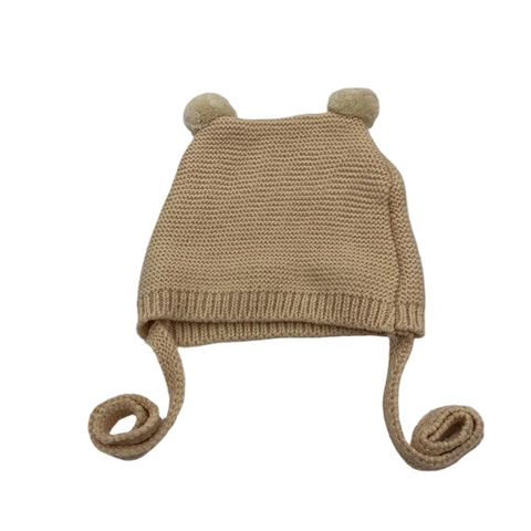 Baby Gebreide Muts Acryl Warme Oorflap Cap Met Bandjes Pompons Schattig Herfst Winter Peuters