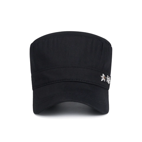 Military Style Cadet Cap Cotton Twill Metal Star Decoration Adjustable Breathable Outdoor Sun Hat For Men