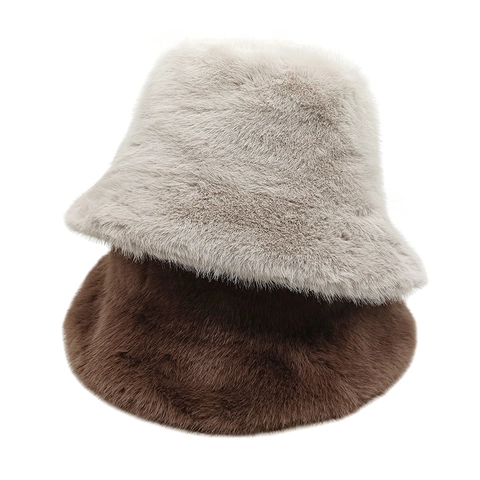 Cappello Alla Pescatora In Finta Pelliccia Peluche Inverno Caldo Morbido Tinta Unita Stile Vintage Berretto Donne Uomini