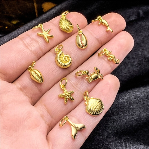 Schmetterling Ozean Muschel Seestern Anhänger Vergoldetes Kupfer Emaille Zirkon Pendants DIY Schmuckherstellung Zubehör