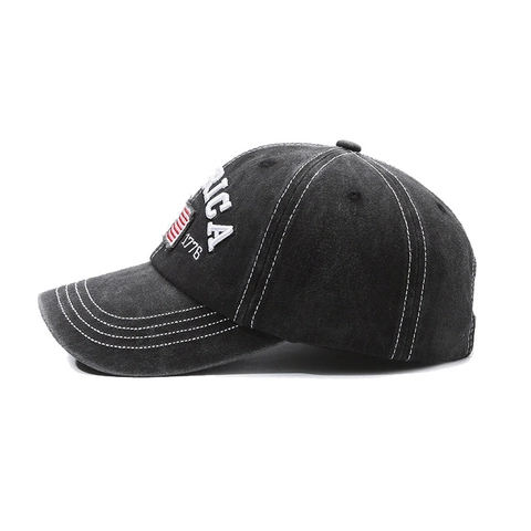 Vintage Washed Cotton Baseball Cap Retro Distressed American Flag Embroidery Adjustable Sun Hat For Men And Women
