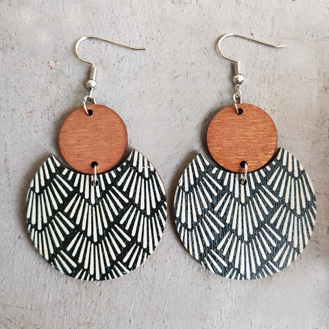 Orecchini Pendenti Boho In Legno E Sughero Con Motivo Geometrico Floreale A Righe Gioielli Stile Etnico Per Donna