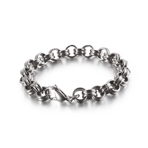 Pulsera De Cadena Para Hombre De Acero Inoxidable Con Círculos Entrelazados Punk Hip Hop Minimalista Joyería Industrial Pesada