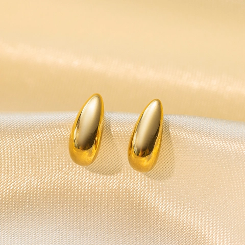 Minimalistische Waterdruppel Oorknopjes Roestvrij Staal 18K Verguld Elegante Hoogglans Gepolijste Sieraden Voor Dames