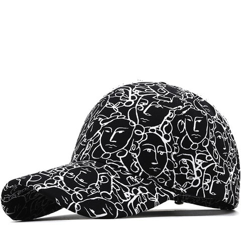 Katoenen Honkbalpet Chinese Stijl Abstracte Kunst Print Zonnehoed Verstelbaar Ademend Streetwear