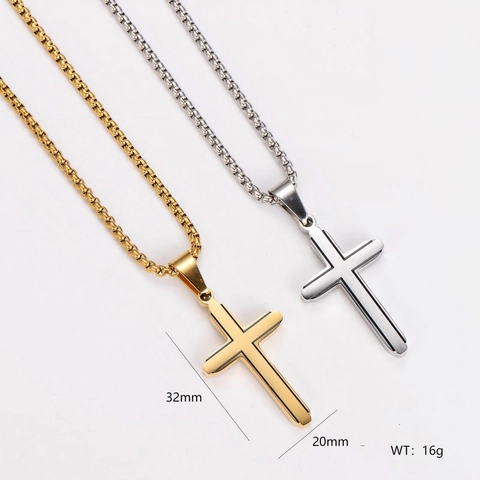 Collar Con Colgante De Cruz Acero Inoxidable 304 Joyería Hip Hop Religiosa Minimalista Para Hombres Mujeres