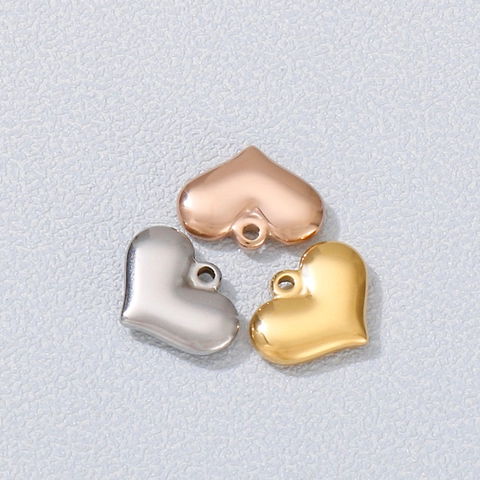 Herz Anhänger Edelstahl 3D Poliert Metall Charm Für DIY Schmuckherstellung Zubehör Komponenten