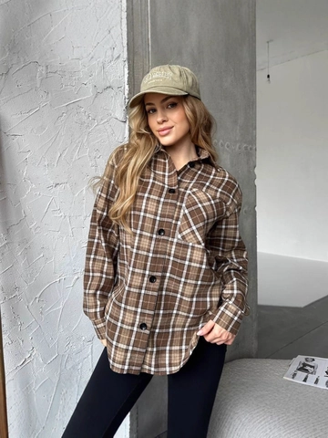 Camicia A Quadri Donna Cotone Poliestere Manica Lunga Bottoni Casual Retro Blusa Oversize Top