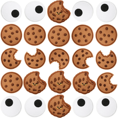 Toppe Ricamate Con Biscotti Al Cioccolato E Occhi Cartone Animato Termoadesive Per Vestiti Borse Decorazione DIY