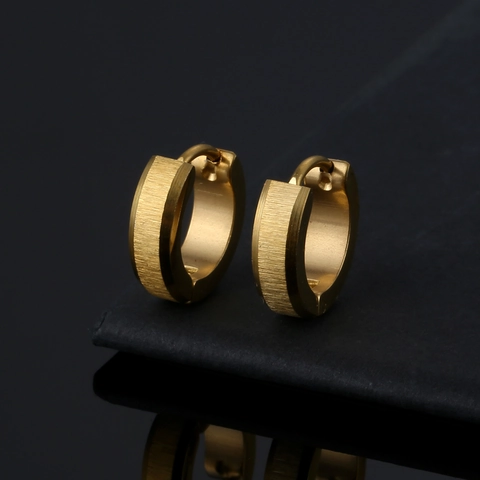 Stainless Steel Hoop Earrings Brushed Geometric Ear Buckles Minimalist Hip Hop Jewelry For Men Unisex