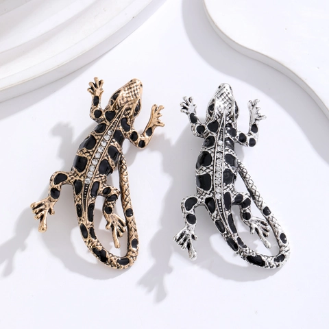 Vintage Legering Strass Hagedis Broche Emaille Gekko Dier Spelden Voor Vrouwen Mannen Zakelijke Banket Kleding Accessoires Spelden