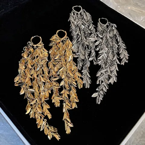 Blatt Quaste Baumeln Ohrringe Mit Silbernem Ohrstecker Lange Fransen Böhmischen Stil Eleganter Schmuck Für Frauen