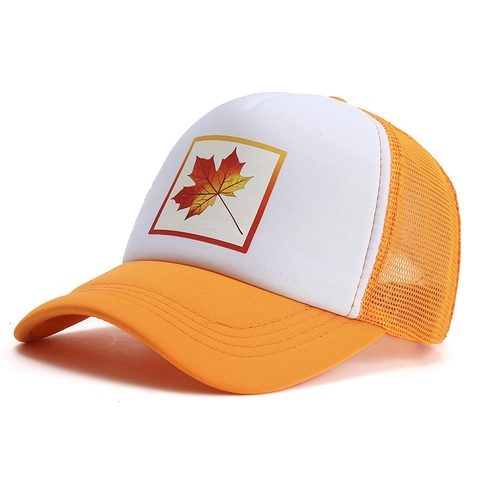 Unisex Mode Esdoornblad Print Trucker Pet Ademend Gaas Honkbalpet Voor Buitensporten Zonbescherming Hip Hop Verstelbare Pet