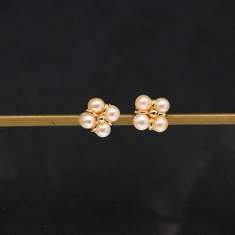 Orecchini a Bottone a Fiore in Perla d'Acqua Dolce Naturale per Donna Perno in Argento Sterling 925 Gioielli Floreali Oro