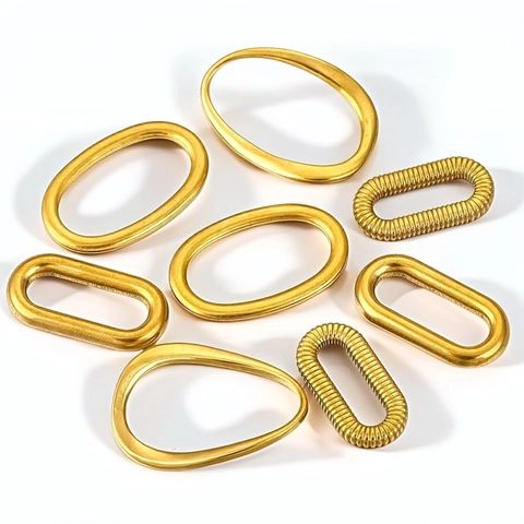 Conectores Geométricos Ovalados De Acero Inoxidable Colgantes Chapados Oro 18K Superficie Lisa Retorcida Collar Pendiente DIY