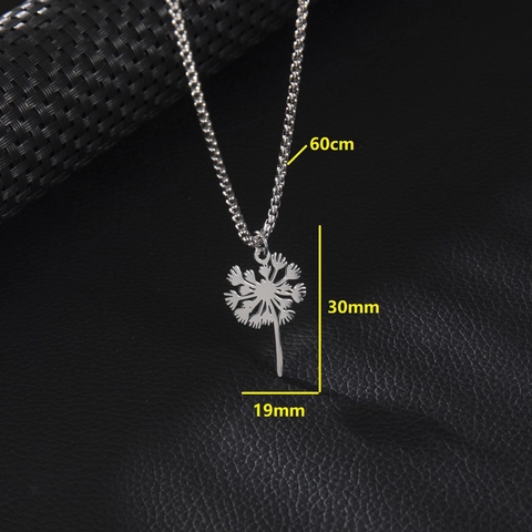Collar De Acero Inoxidable Colgante De Diente De León Hueco Color Plata Estilo Francés Joyería Floral Minimalista Para Mujer