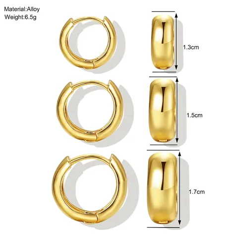 Juego de Pendientes de Aro de Cobre Chapado en Oro Minimalista para Mujer Pendientes Geométricos Corazón Estrella Punk Joyería