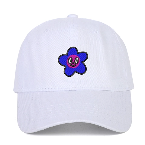 Honkbalpet Katoen Geborduurde Bloem Smile Face Verstelbaar Zonbescherming Hip Hop Streetwear Casual Hoed Heren Dames