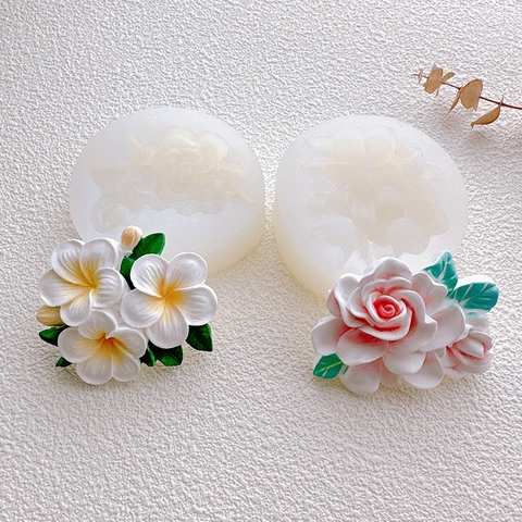 Stampi In Silicone Fiori Gardenia Frangipane Rosa 3D Per Decorazione Torte Cioccolato Resina Gesso Sapone Artigianale