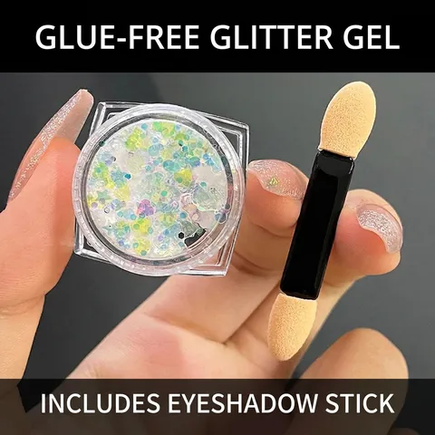 Mermaid Glitter Gel Eye Shadow Sequins Face Body Makeup Sparkling Heart Star Shape Self Adhesive For Festival