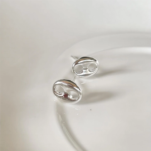 Hollow Coffee Bean Stud Earrings With 925 Sterling Silver Earring Post 18K Gold Plated Geometric Fashion Jewelry