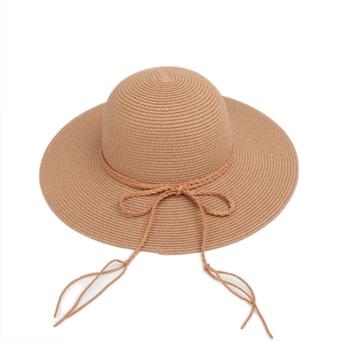 Women Straw Sun Hat Wide Brim UV Protection Summer Beach Paper Braid Bow Decor Foldable Round Top Elegant Travel
