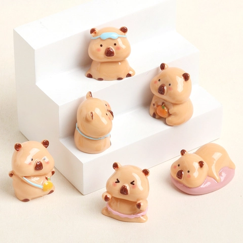 Süße Capybara Mini Figuren Harz Cartoon Tier DIY Zubehör Schreibtisch Deko Auto Ornament Kawaii Kleine Statuen