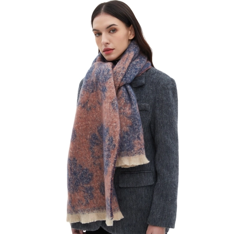 Mode Damen Winter Jacquard Blumen Schal Warm Polyester Stola Mit Quasten Weich Halstuch Für Herbst Winter